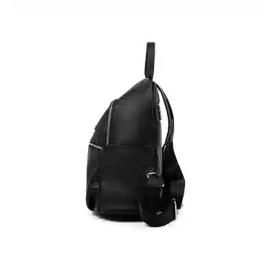 老人头 时尚休闲百搭简约通勤学生上课上班旅行背包 头层牛皮 双肩包 女款 黑色