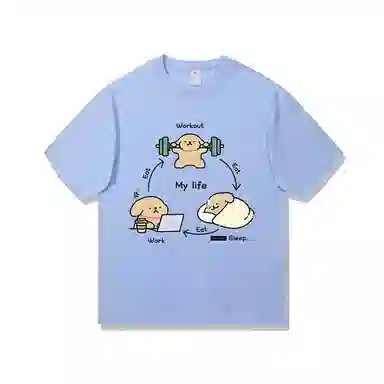 莫代尔 舒适宽松纯棉柔软亲肤百搭休闲气质简约潮流设计感时尚短袖多色可选圆领大学生卫衣外出可穿打底衣 男女同款