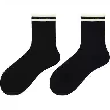 北极绒 花边镂空条纹运动中筒袜 女款