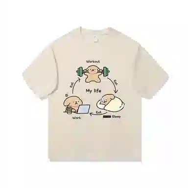 莫代尔 舒适宽松纯棉柔软亲肤百搭休闲气质简约潮流设计感时尚短袖多色可选圆领大学生卫衣外出可穿打底衣 男女同款