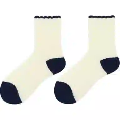 北极绒 花边镂空条纹运动中筒袜 女款