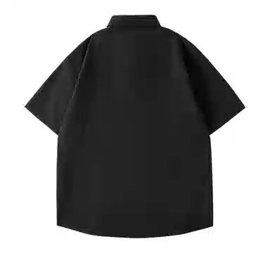 红豆 冰丝凉感顺滑基础款美式复古潮流工装衬衣休闲宽松轻薄透气舒适有型接触凉感百搭宽松纽扣翻领户外短袖衬衫 男女同款