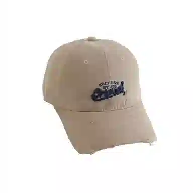 艾佳微 美式破洞刺绣字母时尚通勤遮阳防晒大宽檐 棉 鸭舌帽 男女同款情侣款