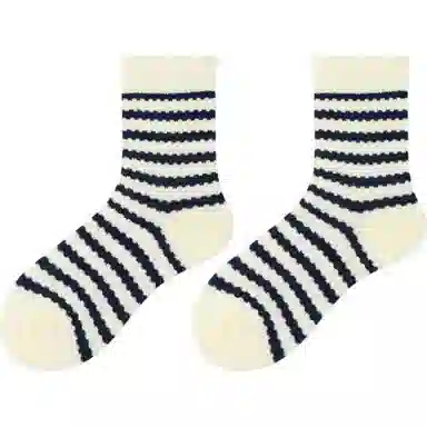 北极绒 花边镂空条纹运动中筒袜 女款