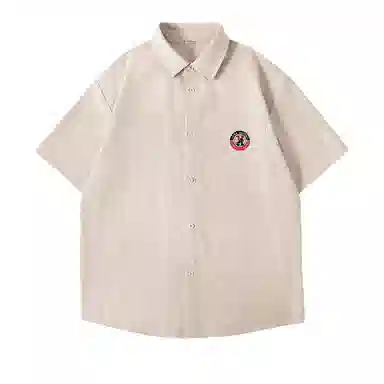 红豆 冰丝凉感顺滑基础款美式复古潮流工装衬衣休闲宽松轻薄透气舒适有型接触凉感百搭宽松纽扣翻领户外短袖衬衫 男女同款