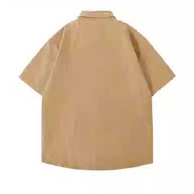 红豆 冰丝凉感顺滑基础款美式复古潮流工装衬衣休闲宽松轻薄透气舒适有型接触凉感百搭宽松纽扣翻领户外短袖衬衫 男女同款