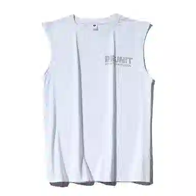 乱步 美式潮流烫钻印花纯棉宽松休闲个性无袖背心 男女同款