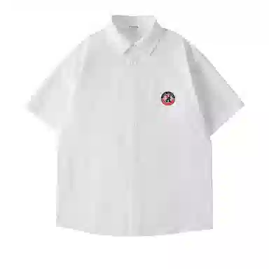 红豆 冰丝凉感顺滑基础款美式复古潮流工装衬衣休闲宽松轻薄透气舒适有型接触凉感百搭宽松纽扣翻领户外短袖衬衫 男女同款