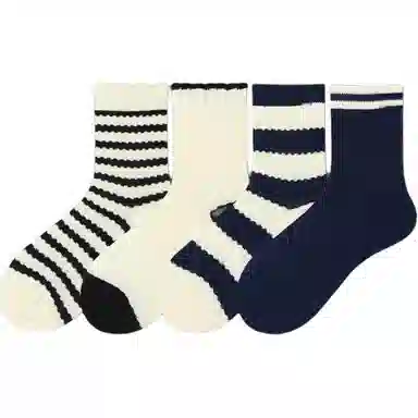 北极绒 花边镂空条纹运动中筒袜 女款