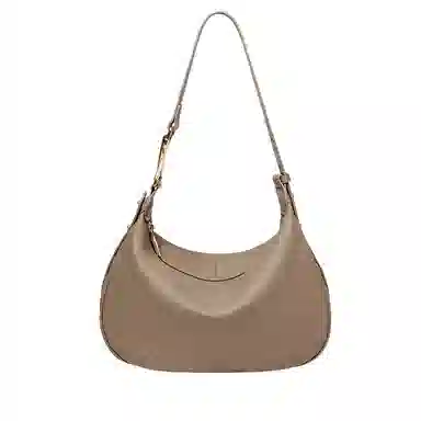 纳兰杜 韩系时尚百搭高级感大容量纯色软皮腋下通勤 头层牛皮拼合成革 饺子包月牙包单肩包 女款 大象灰/咖色