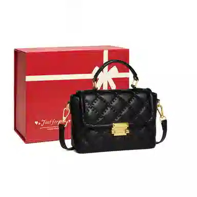 纳兰杜 小香风菱格时尚百搭精致优雅大方通勤 牛皮拼合成革 单肩斜挎手提包 中号 女款 米白色/子夜黑