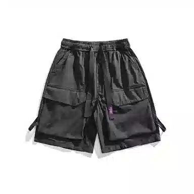 【dme】 美式复古大口袋水洗做旧工装纯色宽松直筒五分裤休闲短裤 男女同款