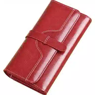 歌若拉 长款真皮简约百搭气质一体软皮多卡功能 牛皮 钱包 常规 女款 多色