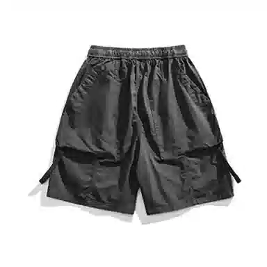 【dme】 美式复古大口袋水洗做旧工装纯色宽松直筒五分裤休闲短裤 男女同款