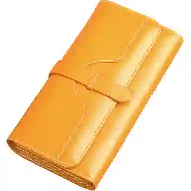 歌若拉 长款真皮简约百搭气质一体软皮多卡功能 牛皮 钱包 常规 女款 多色