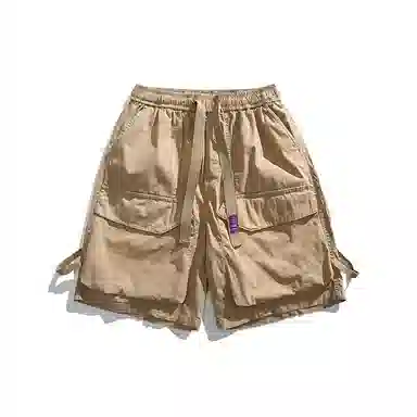 【dme】 美式复古大口袋水洗做旧工装纯色宽松直筒五分裤休闲短裤 男女同款