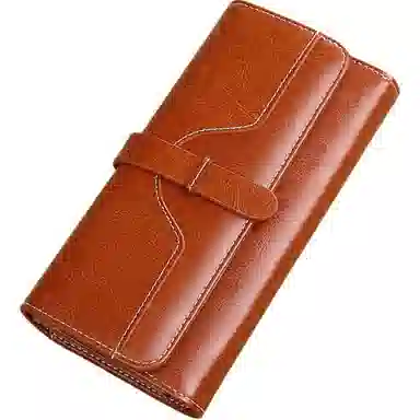 歌若拉 长款真皮简约百搭气质一体软皮多卡功能 牛皮 钱包 常规 女款 多色