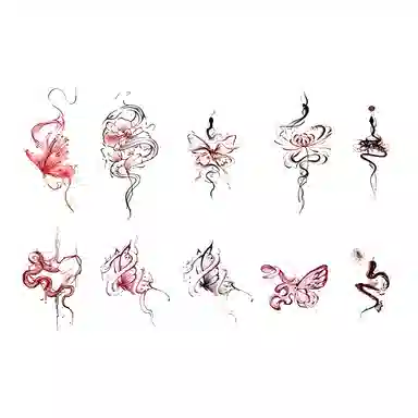 计轩  彼岸花蛇纹身贴 防水持久彩绘