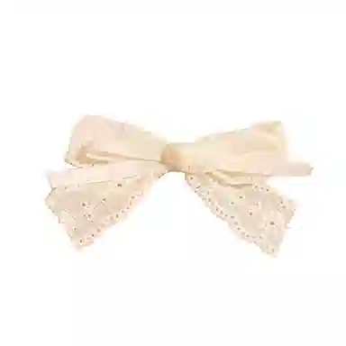 希铃 云朵蕾丝白色蝴蝶结 棉麻 发夹 女款