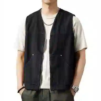 贵色 经典百搭美式复古户外重磅潮牌宽松工装无袖背心 男女同款