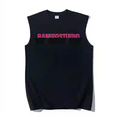 乱步 重磅纯棉摇滚风个性印花宽松休闲运动无袖背心 男女同款