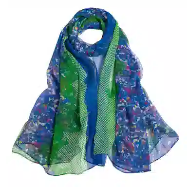 红豆 时尚印花拼接 桑蚕丝 丝巾 女款