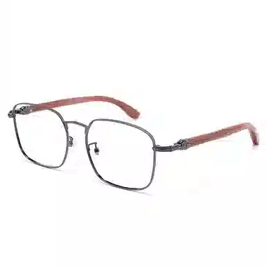 【可配度数】 佐川 木质方框近视眼镜 复古框 时尚精致 文艺学院风 金属原木 方形 光学镜架 男女同款情侣款