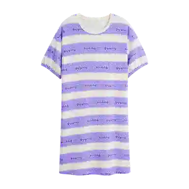 兰缪 缪纯棉睡衣款卡通短袖带胸垫薄款睡裙 女款