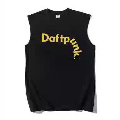 乱步 重磅街头潮流简约风个性印花宽松休闲运动无袖背心 男女同款