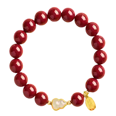 路易佳妮 新中式玉葫芦帝王砂再造辰砂 朱砂 玉石手串 男女同款情侣款