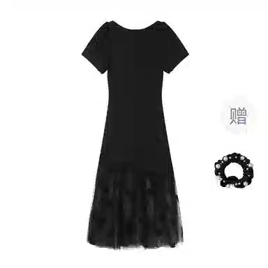 MistShine French Elegance Square Neck Butterfly Mesh Dress