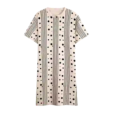 兰缪 缪纯棉睡衣款卡通短袖带胸垫薄款睡裙 女款