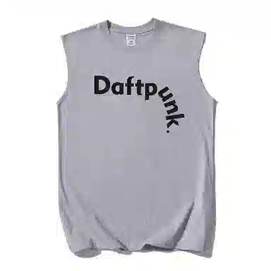 乱步 重磅街头潮流简约风个性印花宽松休闲运动无袖背心 男女同款