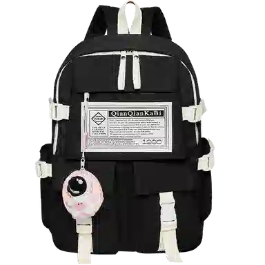 纳兰杜 大容量学生书包轻便潮流通勤双肩包大学生初中生高中生百搭款背包 织物配合成革 电脑包旅行包 大号 女款 米白拼红