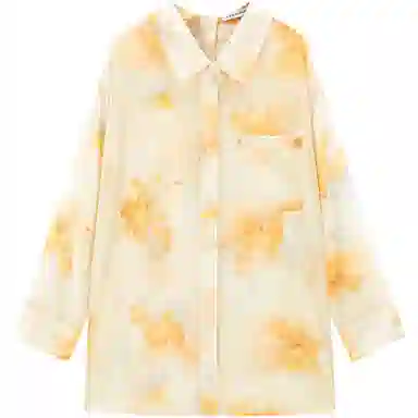 太平鸟 宽松主题印花翻领长袖衬衫 女款