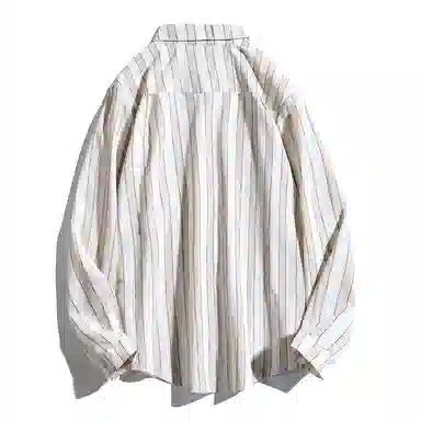 乱步 韩版宽松格子潮牌条纹港风日系长袖衬衫 男女同款