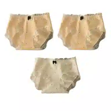 二三二三 花卉蕾丝轻薄透气抑菌三角裤不卷边不卡档无痕内裤柔软亲肤斑点蝴蝶结法式性感甜美少女短裤 女款 组合装