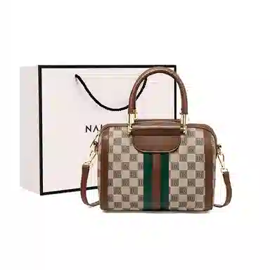 纳兰杜 经典法式实用复古老花减龄气质时尚百搭高颜值 合成革 妈妈包手提包托特包单肩斜挎包 常规 女款 卡其色