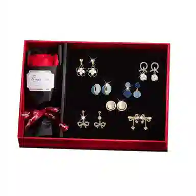 缔晶 一周星期甜美港式小香风免打孔 气质时尚无耳洞星人礼盒 合金 耳夹 女款