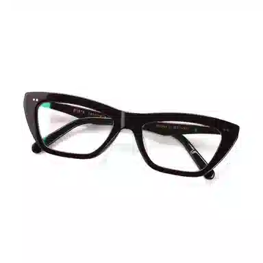 【可配度数】 青雉作 惠灵顿学院风粗框复古眼镜 高街时尚倒梯形猫眼近视镜框 意大利板材 方形 光学镜架 男女同款情侣款 三色堇紫色 黑色