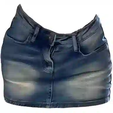 轻迎 水洗做旧斜腰辣妹牛仔女小众欧美包臀防走光半身裙夏季休闲短裙 女款