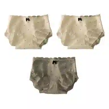 二三二三 花卉蕾丝轻薄透气抑菌三角裤不卷边不卡档无痕内裤柔软亲肤斑点蝴蝶结法式性感甜美少女短裤 女款 组合装