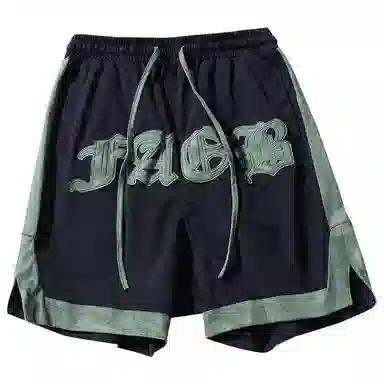 乱步 美式篮球夏季字母嘻哈街头运动裤中裤子宽松阔腿五分裤休闲短裤 男女同款