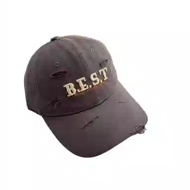 艾佳微 美式破洞刺绣做旧显脸小遮阳软顶嘻哈街头旅行户外 棉 鸭舌帽 男女同款情侣款