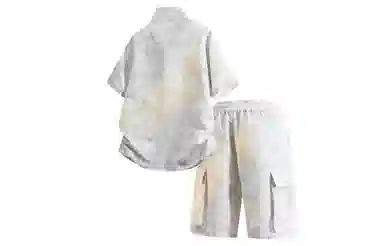 王者荣耀 标语款 美式复古扎染万针刺绣半拉链短袖上衣宽松舒适高街设计感高级感工装五分短裤休闲运动套装 男女同款