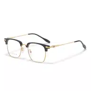 【可配度数】 佐川 时尚黑金半框眼镜 斯文男大近视眼镜 遮脸显脸小 可配防蓝光变色 合金 眉毛框/眉线框 光学镜架 男女同款情侣款