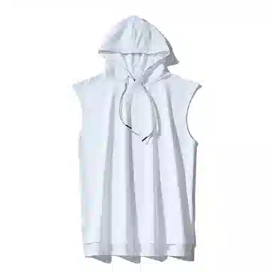 乱步 重磅纯色透气连帽无袖背心 男女同款