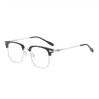 【可配度数】 佐川 时尚黑金半框眼镜 斯文男大近视眼镜 遮脸显脸小 可配防蓝光变色 合金 眉毛框/眉线框 光学镜架 男女同款情侣款