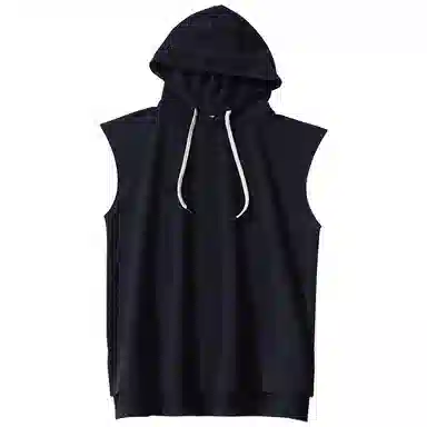 乱步 重磅纯色透气连帽无袖背心 男女同款