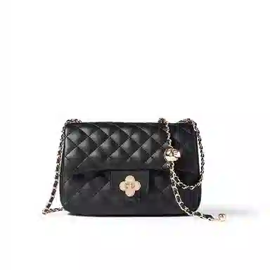 老人头 包包女高颜值小香风菱格锁扣气质优雅精致简约高级感时尚百搭 牛皮 手拎腋下单肩小包链条斜挎包 女款 白色/黑色